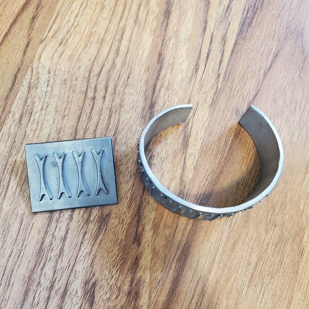 Modernist Brutalist MYLIUS BRODRENE Dance Cuff Bracelet + Pin Brooch MCM vintage - Picture 3 of 6